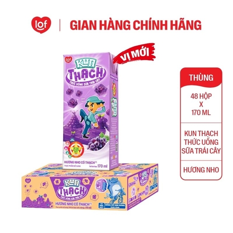 Sữa Kun thạch hương Nho 170ml/48