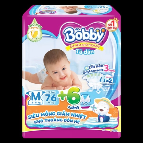 Bỉm - tã quần Bobby cỡ đại Size M/4b(76+6)