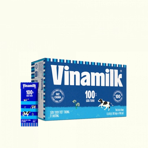 Sữa Vinamilk ít đường 100% (180ml)/12 lốc/4 hộp