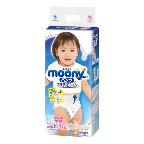 Bỉm - tã quần Moony size XL- bé gái/38