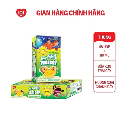 Sữa Kun trái cây xoài chanh dây 110ml/48