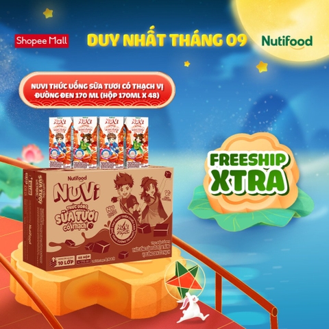 Sữa thạch Nuvi vị đường đen 180ml/48