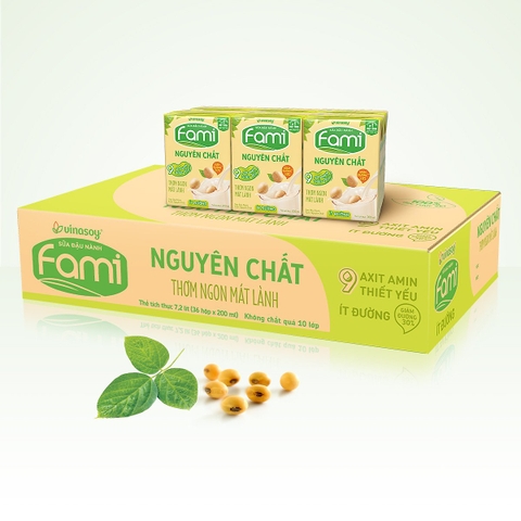 Sữa Fami nguyên chất ít đường 200ml/6L*6