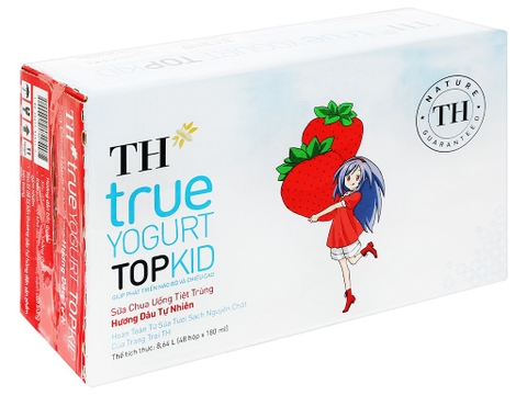 TH Sữa chua uống/Topkid hương dâu 180ml/48