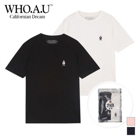 SET 2 ÁO THUN WHOAU STEVE WHRAB2101U Tshirt MÀU TRẮNG - ĐEN