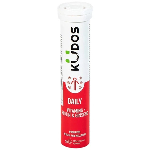 Viên sủi Kudos Daily Vitamins Plus Biotin & Ginseng hương cam giúp bổ sung vitamin cho cơ thể (20 viên)