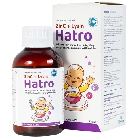 Siro ZinC + Lysin Hatro bổ sung kẽm, tăng sức đề kháng cho cơ thể (120ml)