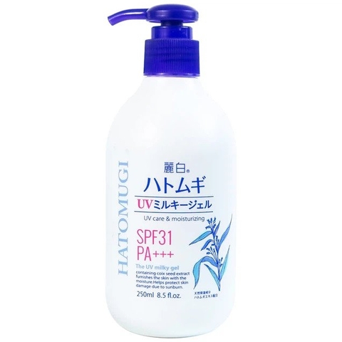 Sữa dưỡng thể chống nắng Reihaku Hatomugi UV Milky Gel giúp dưỡng ẩm và làm sáng da (250ml)