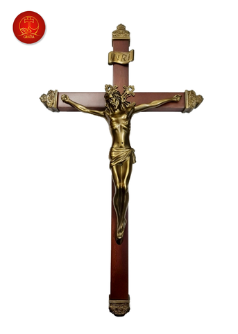 Tượng Thánh Giá Chúa Giêsu Gỗ Treo Cao 100 cm - Màu Cổ Điển