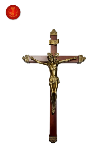 Tượng Thánh Giá Chúa Giêsu Gỗ Treo Cao 43cm - Màu Cổ Điển