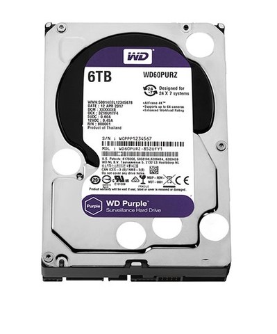 Ổ Cứng Western Digital Purple 6TB 64MB Cache (WD60PURZ) (New)