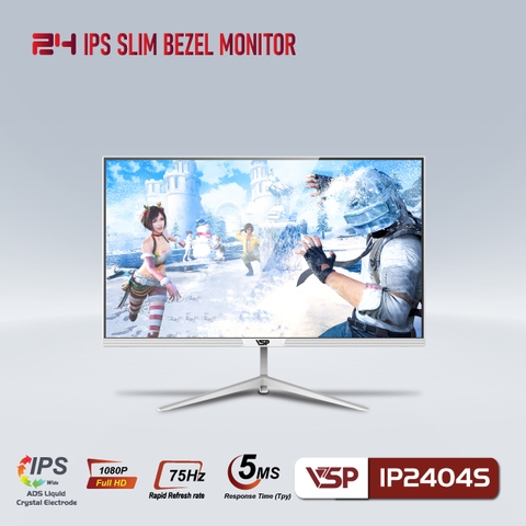 Màn hình VSP IPS Thinking 24inch tràn viền IP2404S - Trắng