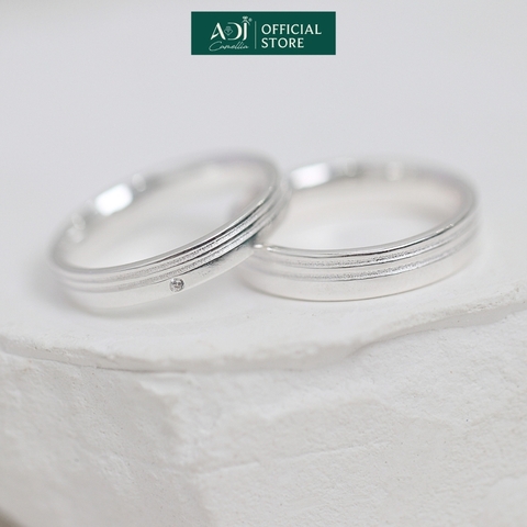 Nhẫn Đôi Bạc ADJ 925  Pure Love Đính Đá CZ Phụ Kiện Trang Sức Nữ Cao Cấp