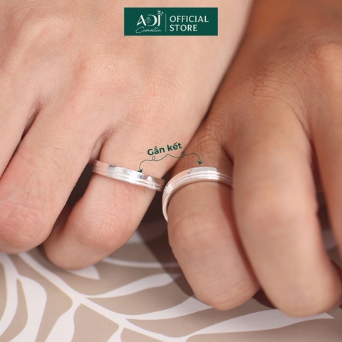 Nhẫn Đôi Bạc ADJ 925  Pure Love Đính Đá CZ Phụ Kiện Trang Sức Nữ Cao Cấp