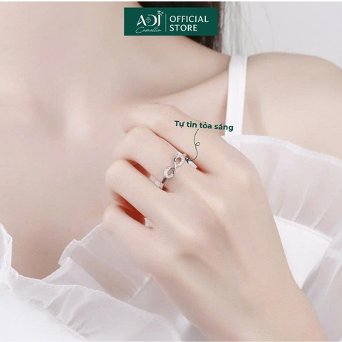 Nhẫn Bạc Nữ ADJ 925 Nhẫn Swarovski Vô Cực Phụ Kiện Trang Sức Nữ Cao Cấp SN15637AD