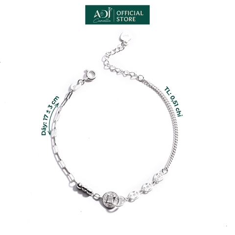 Lắc Tay Nữ Bạc ADJ 925 Đính Đá CZ Moissanite Cỏ 4 Lá Avani Phụ Kiện Trang Sức Nữ Cao Cấp SLT134296AD