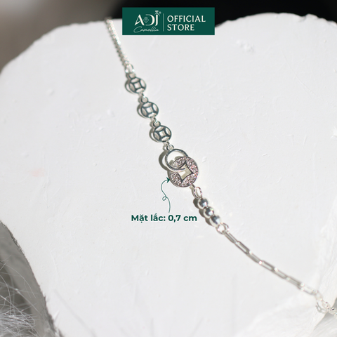 Lắc Tay Nữ Bạc ADJ 925 Kim Tiền Đính Đá May Mắn Phụ Kiện Trang Sức Nữ Cao Cấp SLT134339AD