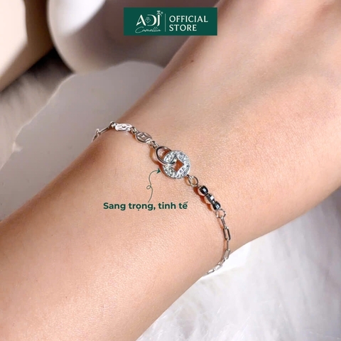 Lắc Tay Nữ Bạc ADJ 925 Kim Tiền Đính Đá May Mắn Phụ Kiện Trang Sức Nữ Cao Cấp SLT134339AD
