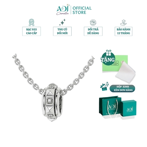 Mặt dây chuyền bạc 925 ADJ Velora Nhẫn Tròn Mặt Điêu Khắc Sang Trọng Phong Cách SM16203