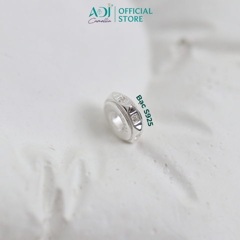 Mặt dây chuyền bạc 925 ADJ Velora Nhẫn Tròn Mặt Điêu Khắc Sang Trọng Phong Cách SM16203