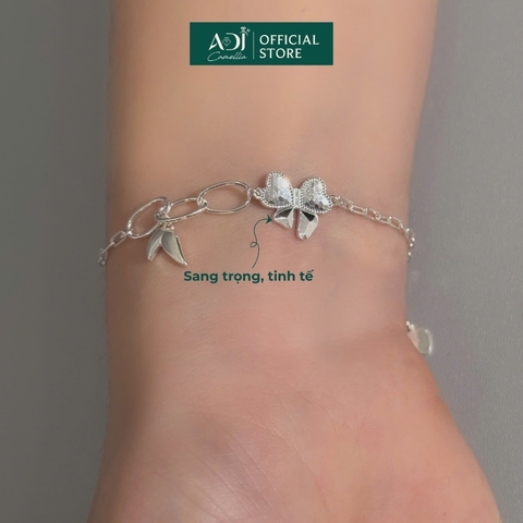 Lắc Tay Nữ Bạc ADJ 925 Mix Charm Nơ Nabi Phụ Kiện Trang Sức Nữ Cao Cấp SLT134340AD