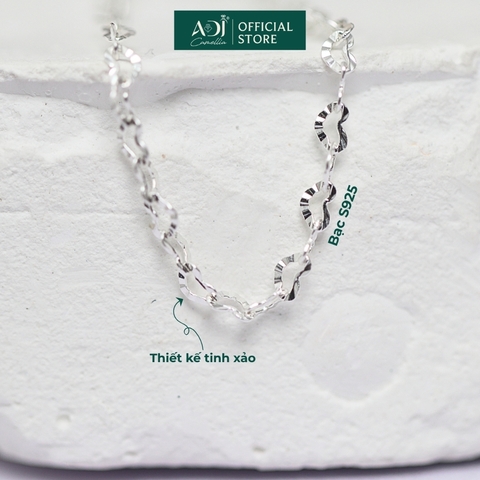 Dây Chuyền Nữ Bạc ADJ 925 Mắt Xích Trái Tim Không Mặt Phụ Kiện Trang Sức Nữ Cao Cấp SDC14666AD