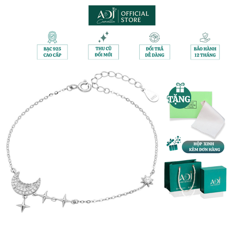 Lắc chân Trang sức bạc 925 ADJ Lunar Starry Ánh Trăng Và Tinh Tú Lung Linh Bay Bổng  SL16205AD