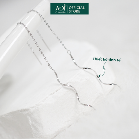 Bông Bạc Tai Nữ ADJ Dáng Dài Thiết Kế Gợn Sóng Basic Thời Trang