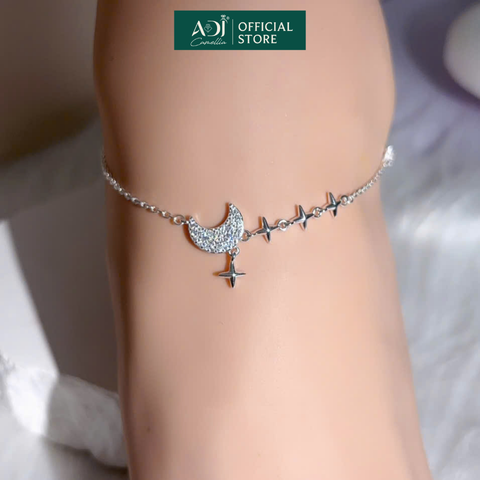 Lắc chân Trang sức bạc 925 ADJ Lunar Starry Ánh Trăng Và Tinh Tú Lung Linh Bay Bổng  SL16205AD