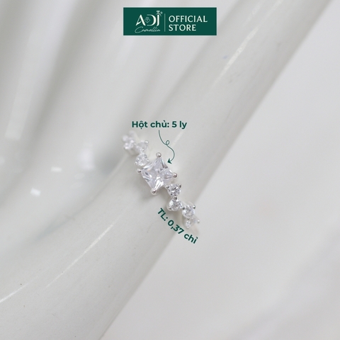 Nhẫn Bạc Nữ ADJ 925 Đính Đá Vuông Lấp Lánh Sang Trọng Phụ Kiện Trang Sức Nữ Cao Cấp SN16203AD