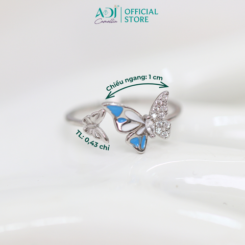 Nhẫn Bạc Nữ ADJ Freesize Mặt Bướm Đá Đại Dương Thanh Lịch SN118221AD