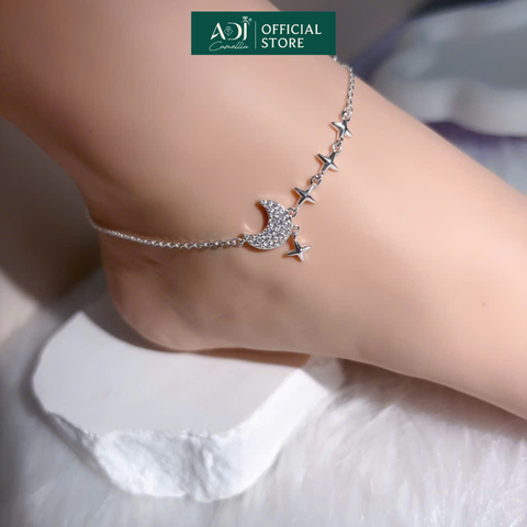 Lắc chân Trang sức bạc 925 ADJ Lunar Starry Ánh Trăng Và Tinh Tú Lung Linh Bay Bổng  SL16205AD