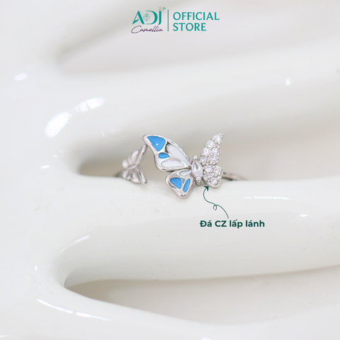 Nhẫn Bạc Nữ ADJ Freesize Mặt Bướm Đá Đại Dương Thanh Lịch SN118221AD