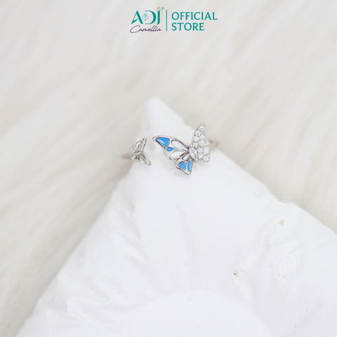 Nhẫn Bạc Nữ ADJ Freesize Mặt Bướm Đá Đại Dương Thanh Lịch SN118221AD