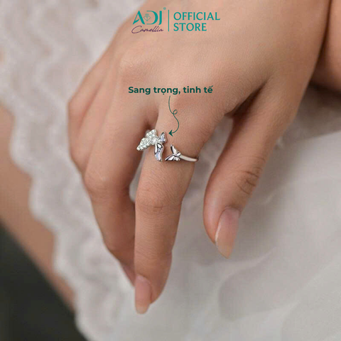 Nhẫn Bạc Nữ ADJ Freesize Mặt Bướm Đá Đại Dương Thanh Lịch SN118221AD