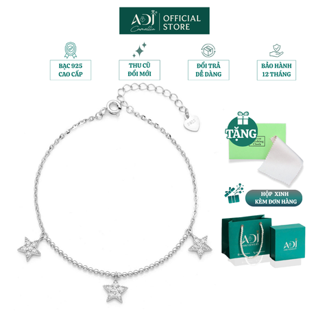 Lắc chân Trang sức bạc 925 ADJ Starlights Bộ Ba Ánh Sao Lấp Lánh  SL16208AD