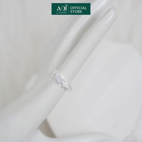 Nhẫn Bạc Nữ ADJ 925 Đính Đá Vuông Lấp Lánh Sang Trọng Phụ Kiện Trang Sức Nữ Cao Cấp SN16203AD