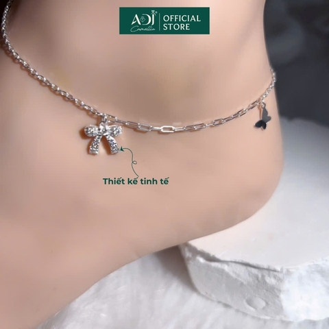 Lắc chân Trang sức bạc 925 ADJ Chic Bow Nơ và Bướm Ngọt Ngào Nữ Tính  SL16206