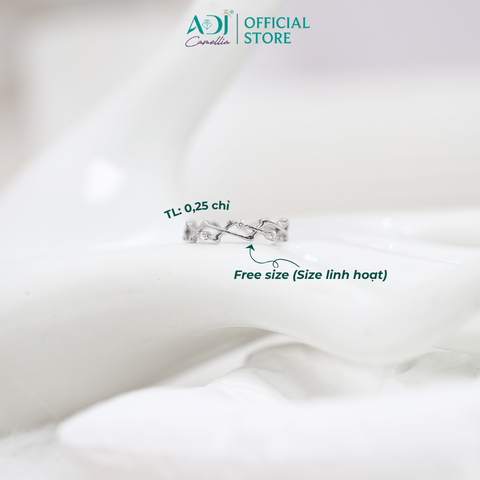Nhẫn Bạc Nữ ADJ Freesize Thiết Kế Zigzag Phối Đá Cá Tính  SN118214AD