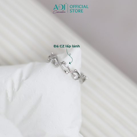 Nhẫn Bạc Nữ ADJ Freesize Thiết Kế Zigzag Phối Đá Cá Tính  SN118214AD