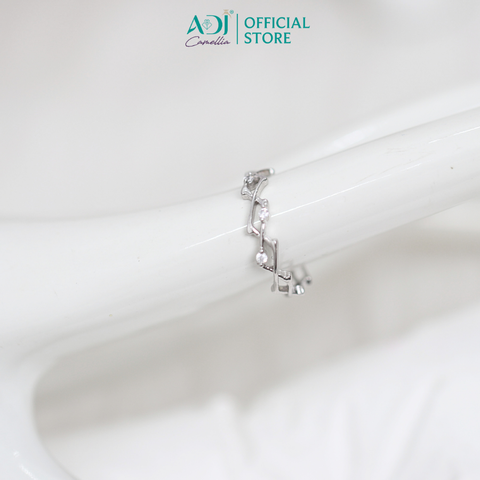 Nhẫn Bạc Nữ ADJ Freesize Thiết Kế Zigzag Phối Đá Cá Tính  SN118214AD