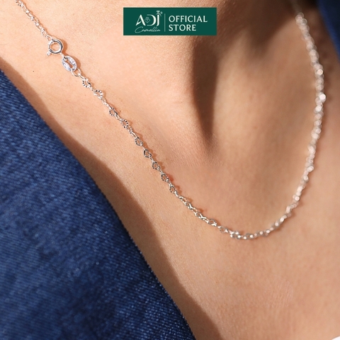 Dây Chuyền Nữ Bạc ADJ 925 Mắt Xích Trái Tim Không Mặt Phụ Kiện Trang Sức Nữ Cao Cấp SDC14666AD