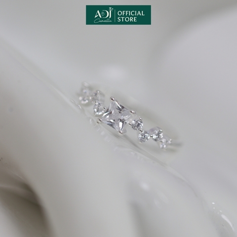 Nhẫn Bạc Nữ ADJ 925 Đính Đá Vuông Lấp Lánh Sang Trọng Phụ Kiện Trang Sức Nữ Cao Cấp SN16203AD