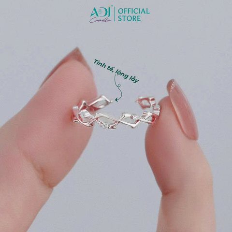 Nhẫn Bạc Nữ ADJ Freesize Thiết Kế Zigzag Phối Đá Cá Tính  SN118214AD