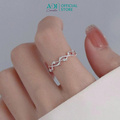 Nhẫn Bạc Nữ ADJ Freesize Thiết Kế Zigzag Phối Đá Cá Tính  SN118214AD