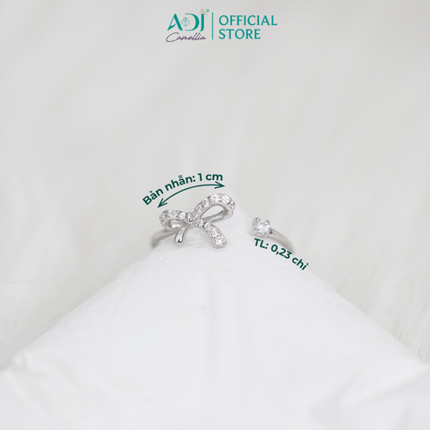 Nhẫn Bạc Nữ ADJ Freesize Nơ Thắt Phối Đá Basic Dễ Phối SN118213AD