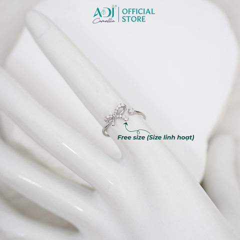 Nhẫn Bạc Nữ ADJ Freesize Nơ Thắt Phối Đá Basic Dễ Phối SN118213AD