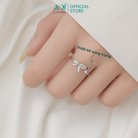 Nhẫn Bạc Nữ ADJ Freesize Nơ Thắt Phối Đá Basic Dễ Phối SN118213AD