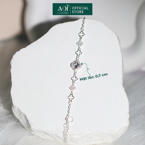 Lắc Tay Nữ Bạc ADJ 925 Đính Đá CZ Moissanite Cỏ 4 Lá Avani Phụ Kiện Trang Sức Nữ Cao Cấp SLT134296AD
