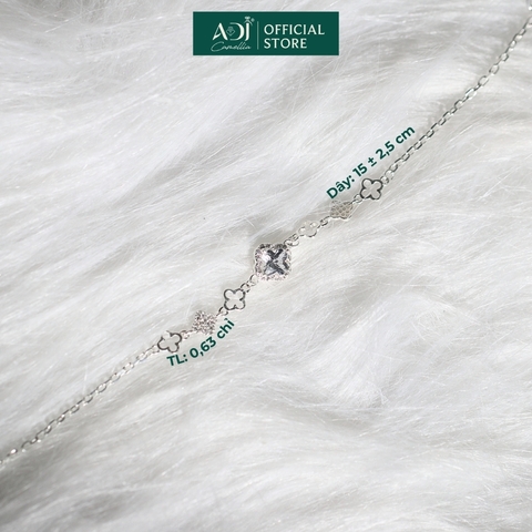 Lắc Tay Nữ Bạc ADJ 925 Đính Đá CZ Moissanite Cỏ 4 Lá Avani Phụ Kiện Trang Sức Nữ Cao Cấp SLT134296AD